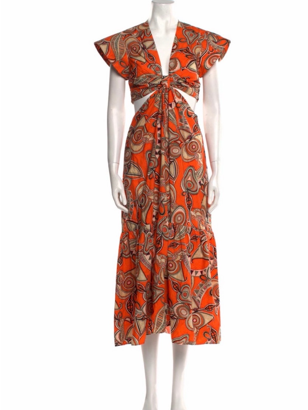 A.L.C. Orange Printed Midi Dress - Alexandria Dress